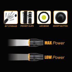 Pocket Screwdriver Set with 200-Lumen Pen Light