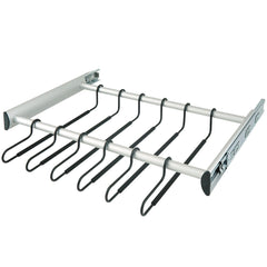 18" W (12 hangers), Matte Nickel, Hafele Pull-Out Pants Rack, Full-Extension, 13-15/16" Deep x 2-5/16" Wide