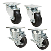 3'' Non-Marking Polyolefin Caster Set, 250-lbs./Caster, (2 Swivel, 2 Swivel w/Brake)