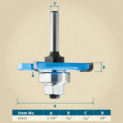 Rockler Back Cutter Router Bit - 2-1/8" Dia x 1/4" H x 1/4" Shank
