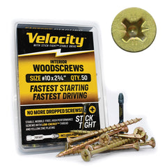 #8 x 2'' Velocity Interior Wood Screws with Stick-Tight Driver Bit, 75 Screws