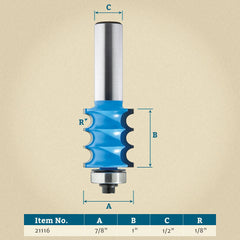 Rockler Triple Bead Router Bit - 7/8" Dia x 1" H x 1/2" Shank