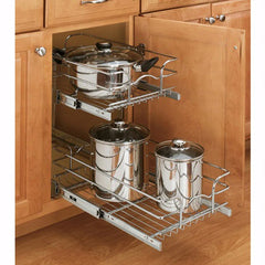 21" Double Pull-Out Chrome Wire Basket (22" Slides), Chrome, Wire (5WB2-2122-CR)