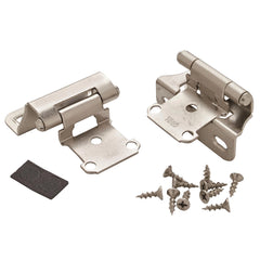 1/4'' Overlay Self-Closing Partial Wrap Cabinet Hinges, Satin Nickel