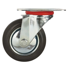 4'' 155-lb. Steel-Hub Rubber Caster, Rigid
