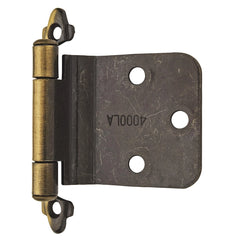 Variable Overlay Self-Closing Face-Mount Reverse Bevel Cabinet Hinges, Antique Brass