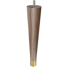 9'' Tapered Turned Leg, Walnut with Semi-Gloss Finish, 1''H Brushed Aluminum Foot