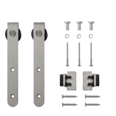 4' Rounded Stick Mini Rolling Door Hardware Kit for Furniture, Satin Nickel