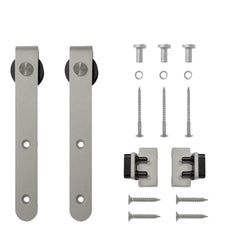 4' Rounded Stick Mini Rolling Door Hardware Kit for Furniture, Satin Nickel