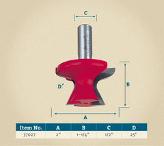 Freud® 99-065 Finger Pull Door Lip Router Bit - 2" Dia x 1-1/4" H x 1/2" Shank