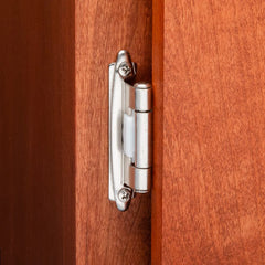 Variable Overlay Self-Closing Face-Mount Reverse Bevel Cabinet Hinges, Antique Brass