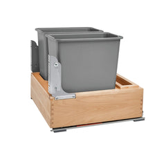 Rev-A-Shelf- Double Bottom Mount Wood w/ Tandem Heavy Duty Slides - Double 30 Qt. Waste Container