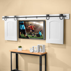 Rolling Barn Door Hardware Kit, Black, Horseshoe