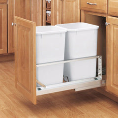 Double 50 Quart Pull-Out Waste Container, White (5349-2150DM-2)