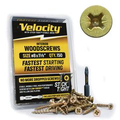 #8 x 2'' Velocity Interior Wood Screws with Stick-Tight Driver Bit, 75 Screws