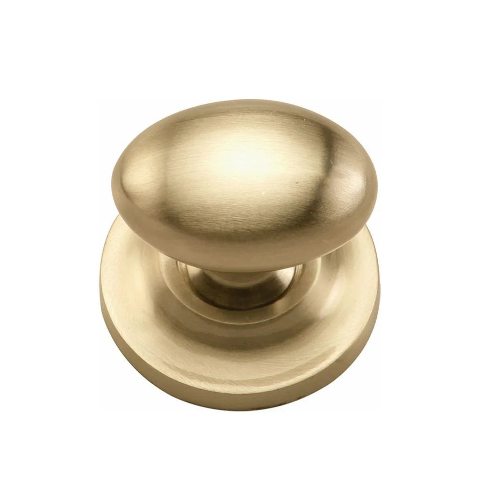 1-1/4''  Egg Cabinet Knob on Rose, Satin Brass