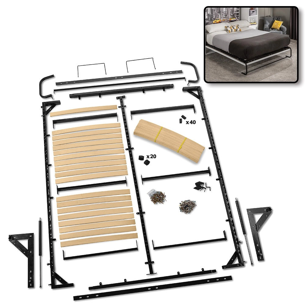 Twin-Size I-Semble Horizontal-Mount Murphy Bed Hardware Kit with Mattress Platform