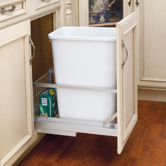 Single 35qt Pull-Out Container-White, 18" Slides (5349-15DM18-1)