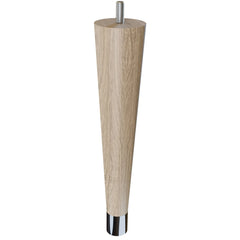 9'' Tapered Turned Leg, White Oak with Semi-Gloss Finish, 1''H Brushed Aluminum Foot