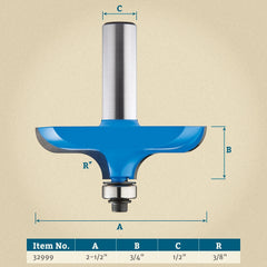 Rockler Table Top Edge Router Bit - 2-1/2" Dia x 3/4" H x 1/2" Shank