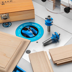 Rockler Horizontal Panel Router Bit Set With Wooden Case