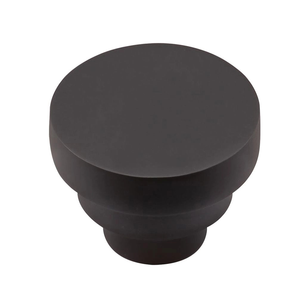 1-1/4''  Round Step Cabinet Knob, Flat Black