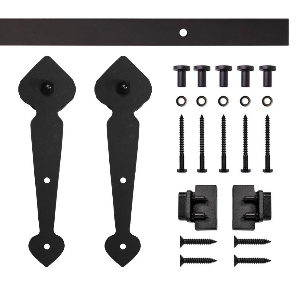 6' Spade Mini Rolling Door Hardware Kit for Furniture, Black