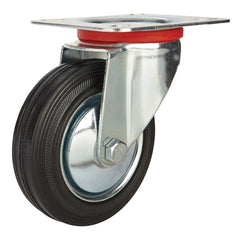 4'' 155-lb. Steel-Hub Rubber Caster, Rigid