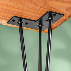 16'' I-Semble 3-Rod Hairpin Table Legs w/Adjustable Feet, 4-Pack, Black