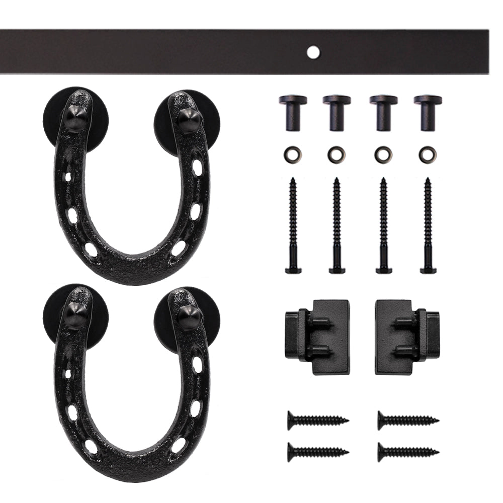 5' Horseshoe Mini Rolling Door Hardware Kit for Furniture, Black