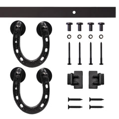 5' Horseshoe Mini Rolling Door Hardware Kit for Furniture, Black