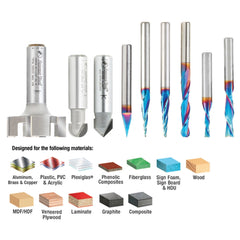 Axiom 9-Piece CNC Router Bit Set by Amana Tool (for Pro Series)