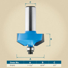 Rockler 30° Chamfer Bead Profile Router Bit - 1-1/4" Dia x 9/16" H x 1/2" Shank