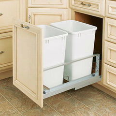 Double 35 Quart Pull-Out Waste Container, White (5349-18DM-2)