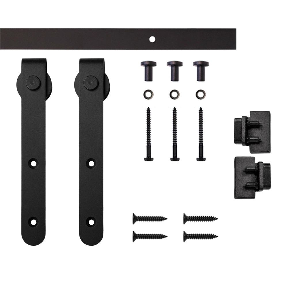 4' Rounded Stick Mini Rolling Door Hardware Kit for Furniture, Black