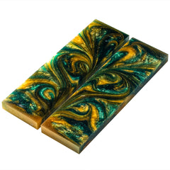 Green/Gold Resin Knife Scales