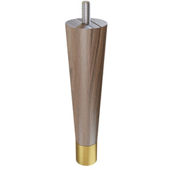 6'' Tapered Turned Leg, Walnut with Semi-Gloss Finish, 1''H Brushed Aluminum Foot