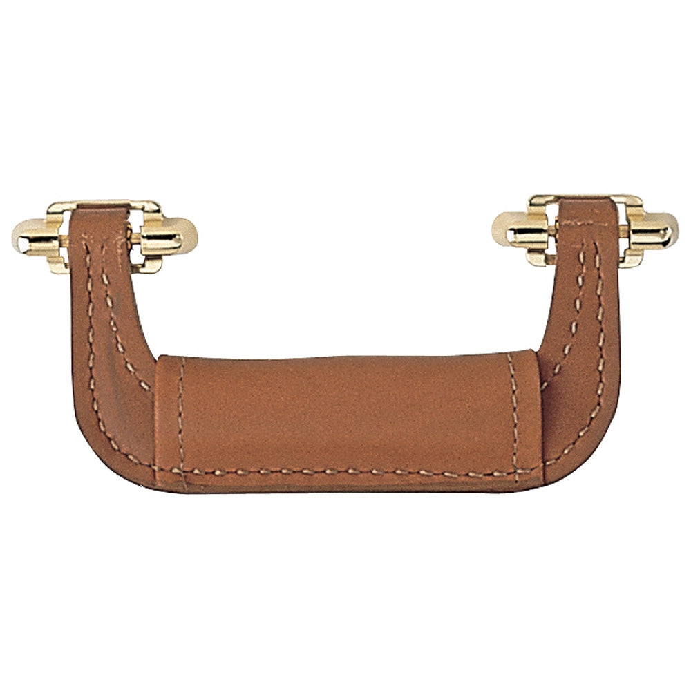 Dark brown Genuine Leather Handles, Brass Plated Finish Hardware