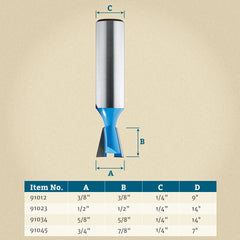 3/8" D x 3/8" H x 9° x 1/4" Shank Rockler Dovetail Bit