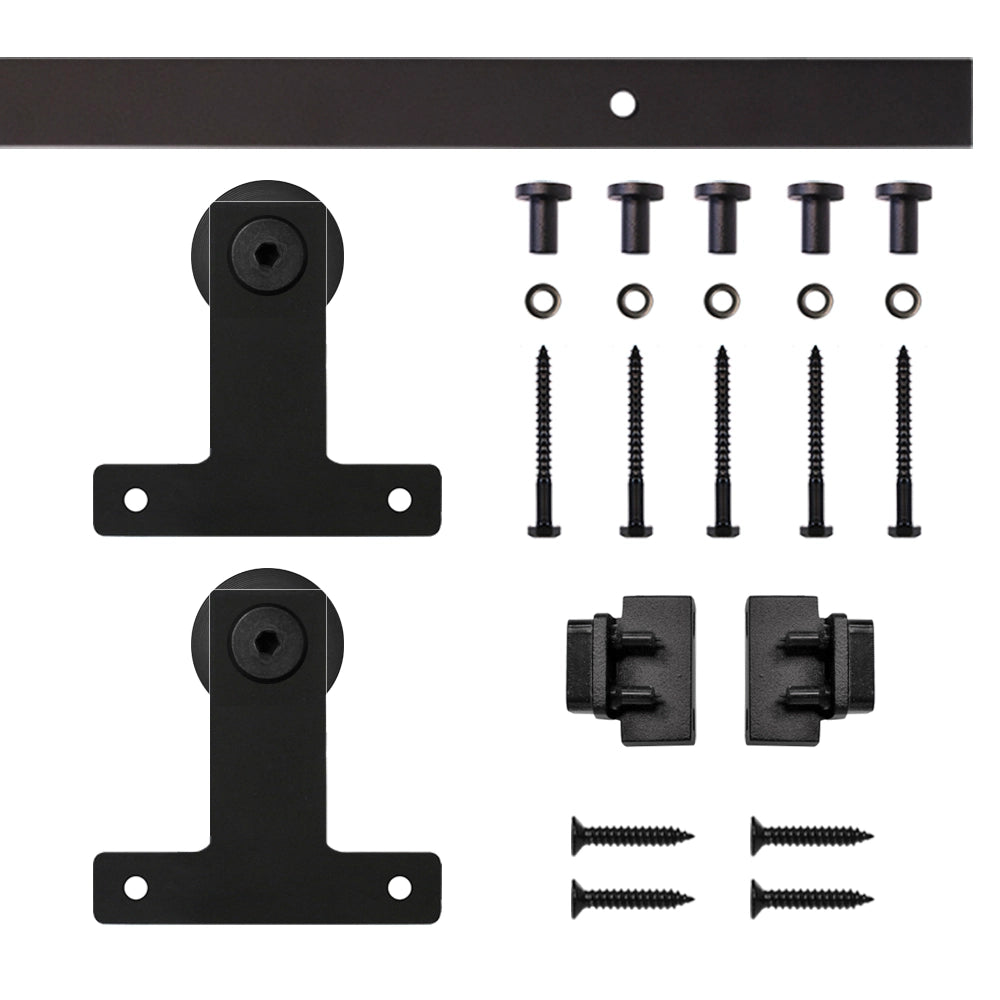 4' Soft-Close Front-Mount Mini Rolling Door Hardware Kit for Furniture, Black, Single Door
