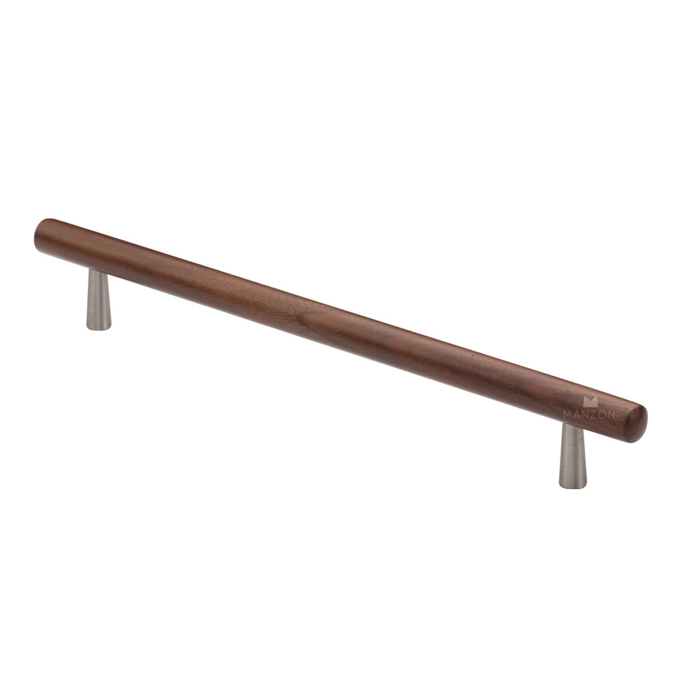 11-1/8''  Tubular Designer Wood Cabinet Pull, Walnut