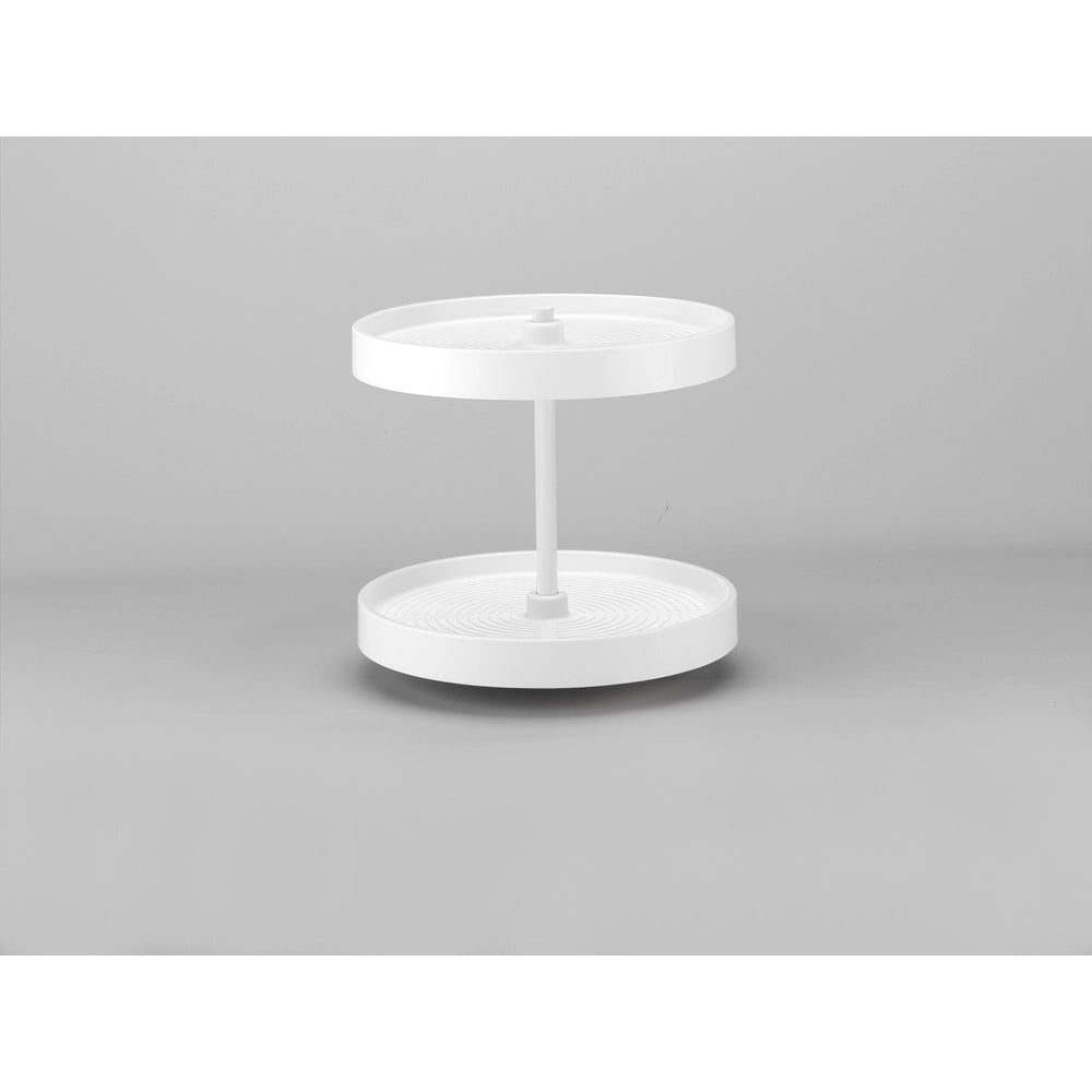 Full Circle LD Bottom Mount Polymer 2 Shelf Corner Lazy Susans - 18 in. White