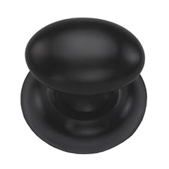 1-1/2''  Egg Cabinet Knob on Rose, Flat Black