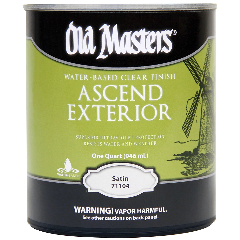 Old Masters Ascend Exterior Water-Based Clear Finish, Quart, Satin