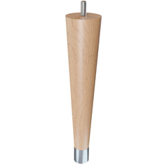 9'' Tapered Turned Leg, Hard Maple with Semi-Gloss Finish, 1''H Brushed Aluminum Foot