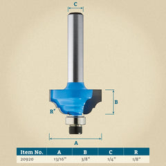 Rockler Miniature Classic Roman Ogee Router Bit - 13/16" Dia x 3/8" H x 1/4" Shank