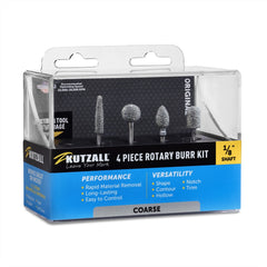 Kutzall 4-Piece Coarse Burr Kit for Rotary Tools, 1/8'' Shaft
