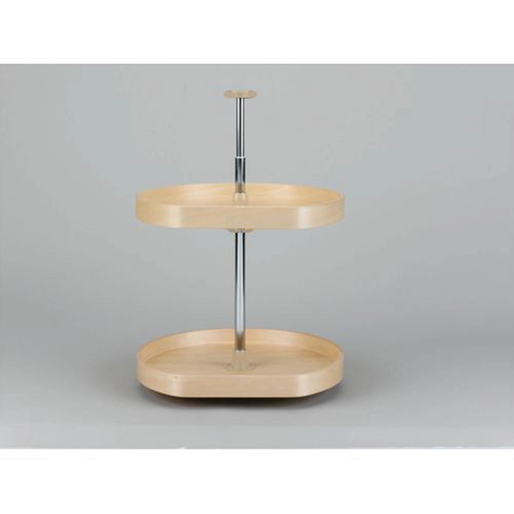 D-Shape LD Banded Wood 2 Shelf Corner Lazy Susans - 32 in.