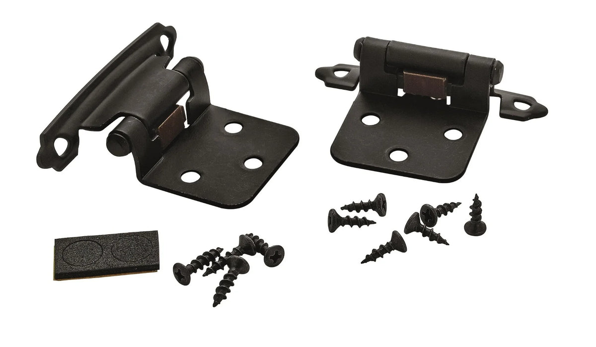 Variable Overlay Self-Closing Face-Mount Cabinet Hinges (3429), Flat Black