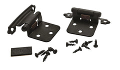 Variable Overlay Self-Closing Face-Mount Cabinet Hinges (3429), Flat Black